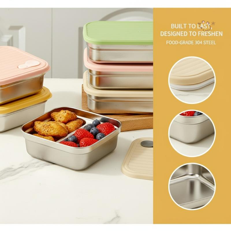 Stainless Bento Box - Portable 304 Stainless Steel Lunch Box