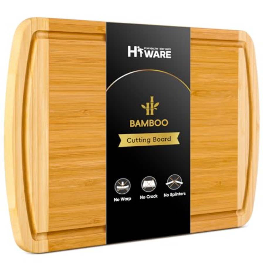 Meal Prep Cutting - Large Wooden Cutting Board for Kitchen