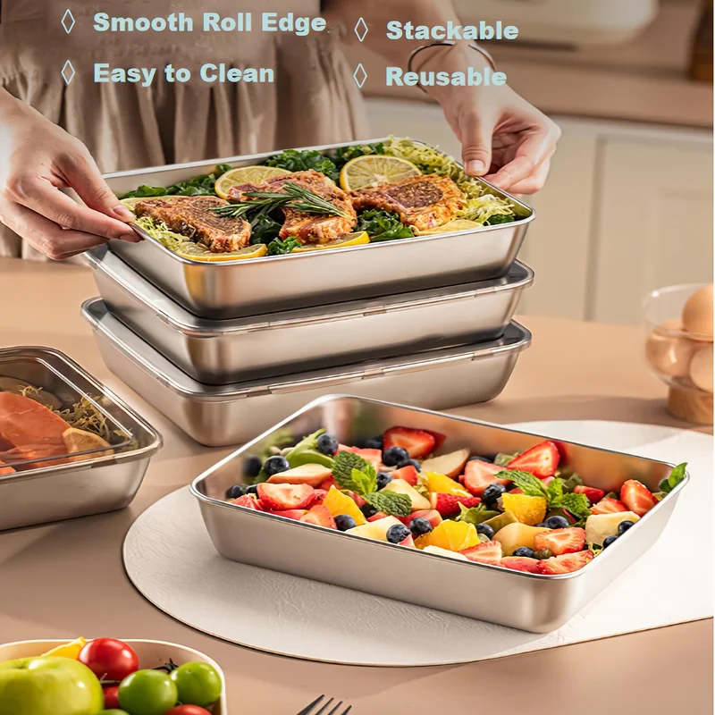 Stainless Bento Box - 3pcs Stainless Steel Food Containers &