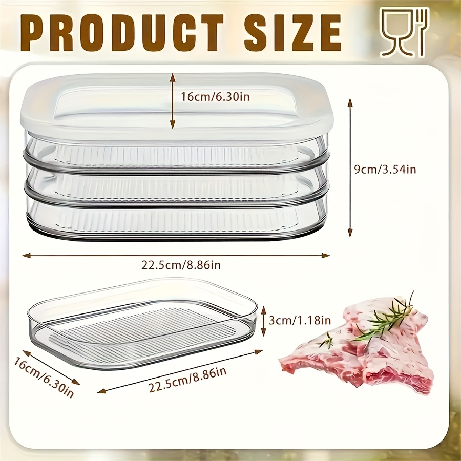 Meal Prep Cutting - Meat Container for Fridge, Stackable Cold