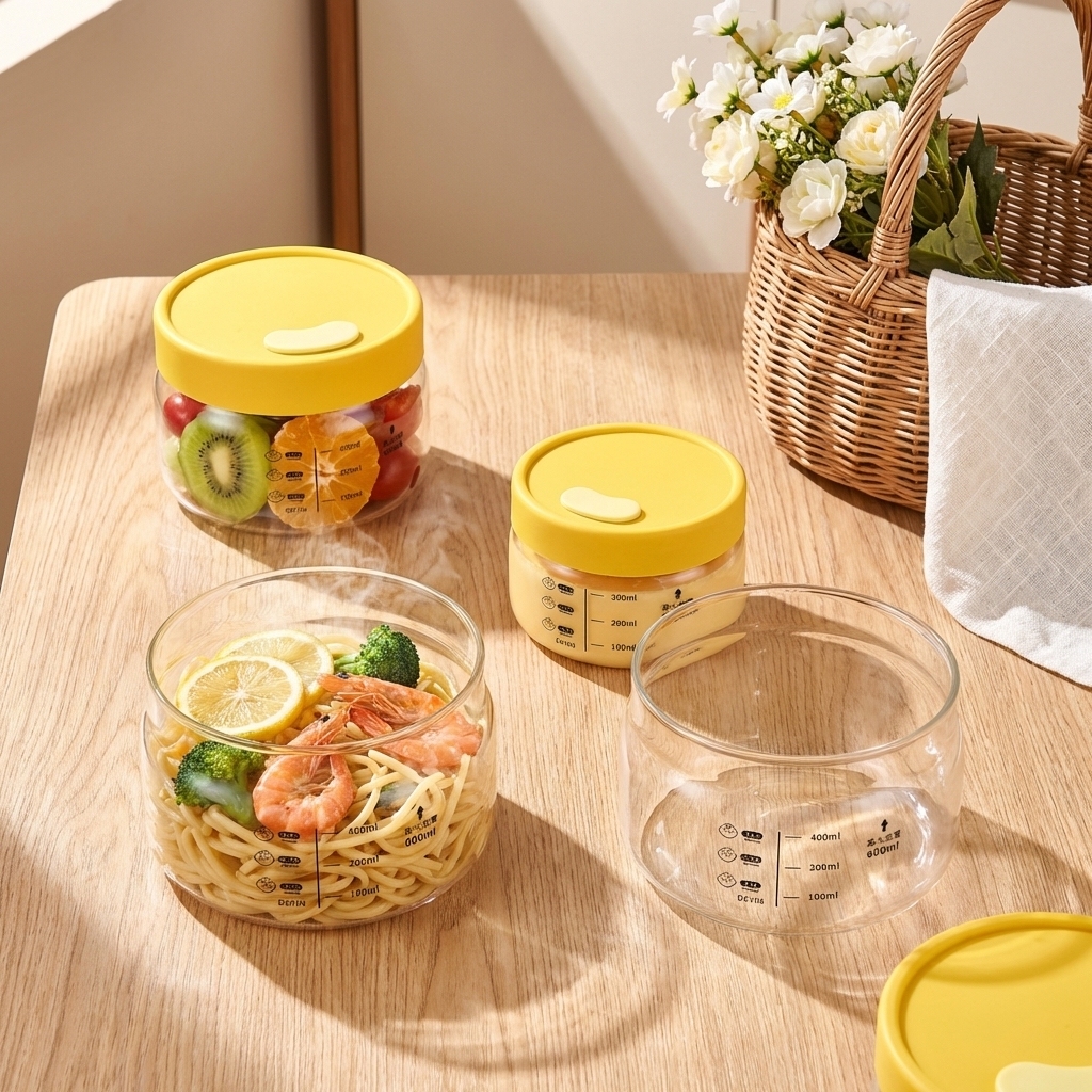 Yellow Glass Food Storage Cont - Meal Prep Glass Containers Oven Safe reseña y precio