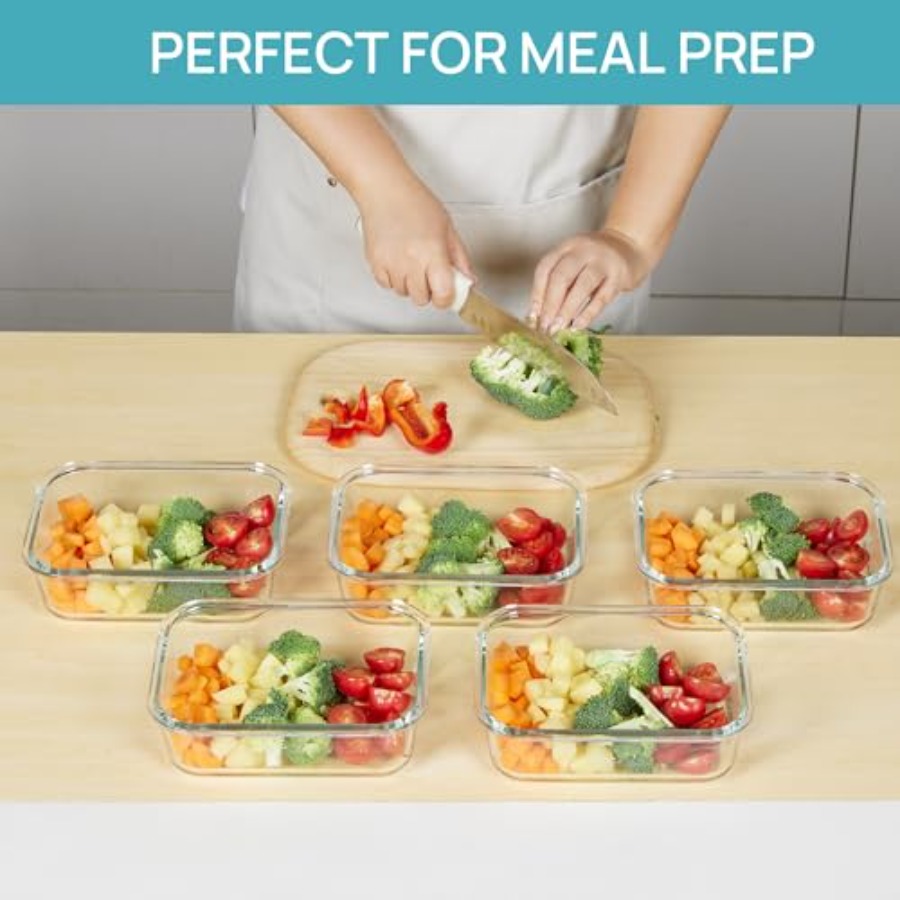 5 Pack Glass Food Storage Cont - Meal Prep Glass Containers Oven Safe reseña y precio