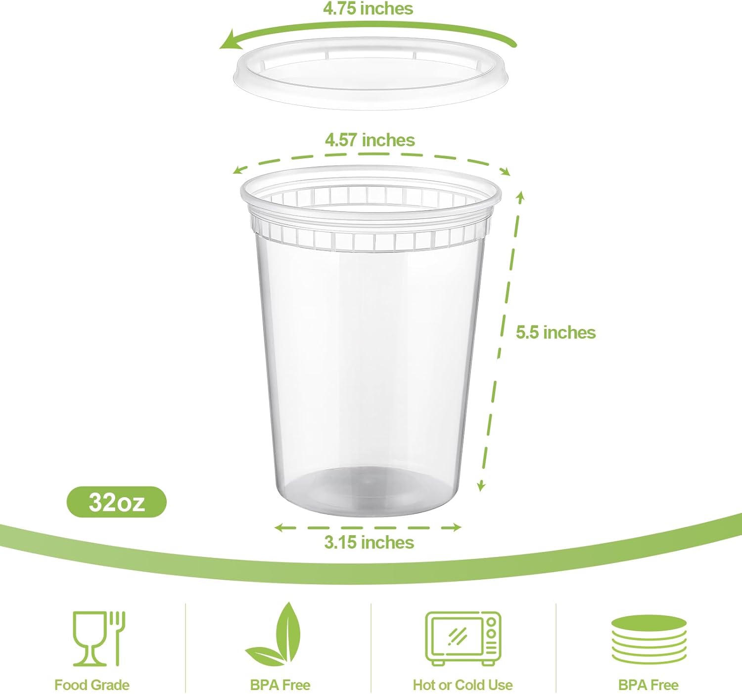20 Sets 32 oz Plastic Deli Con - Meal Prep No Microwave reseña y precio