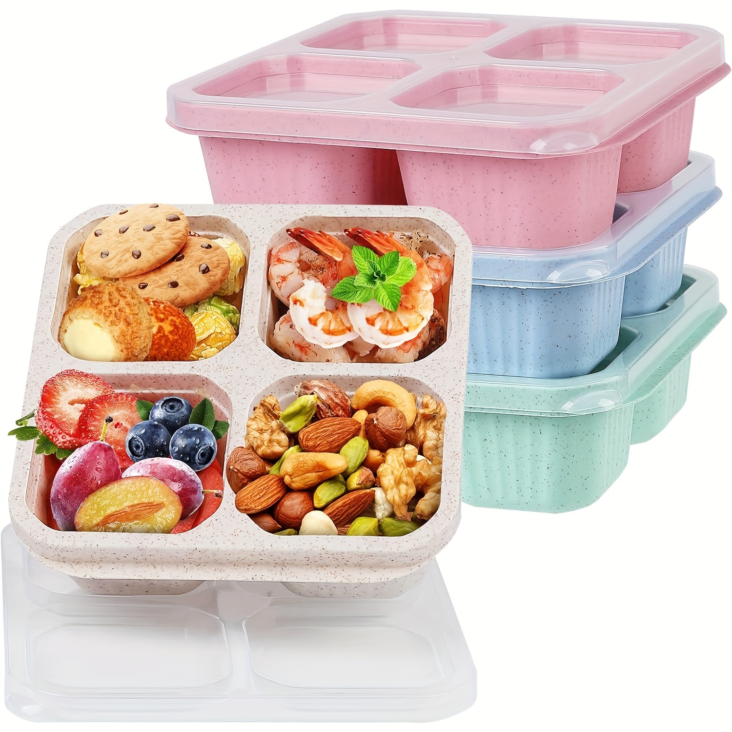 3pcs Bento Snack Boxes with Li - Meal Prep No Microwave reseña y precio