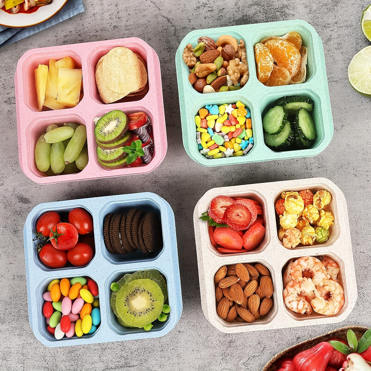 3pcs Bento Snack Boxes with Li - Meal Prep No Microwave reseña y precio