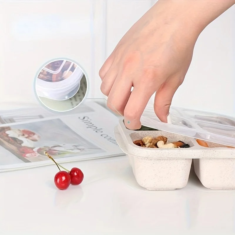 3pcs Bento Snack Boxes with Li - Meal Prep No Microwave reseña y precio