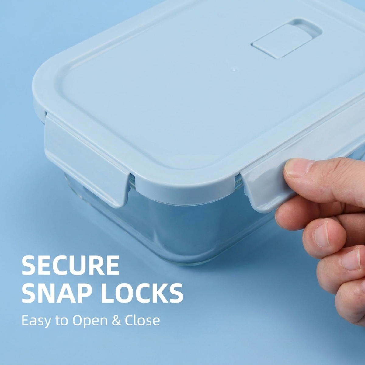 Shallow Blue Glass Bento Box–H - Meal Prep Glass Containers Oven Safe reseña y precio