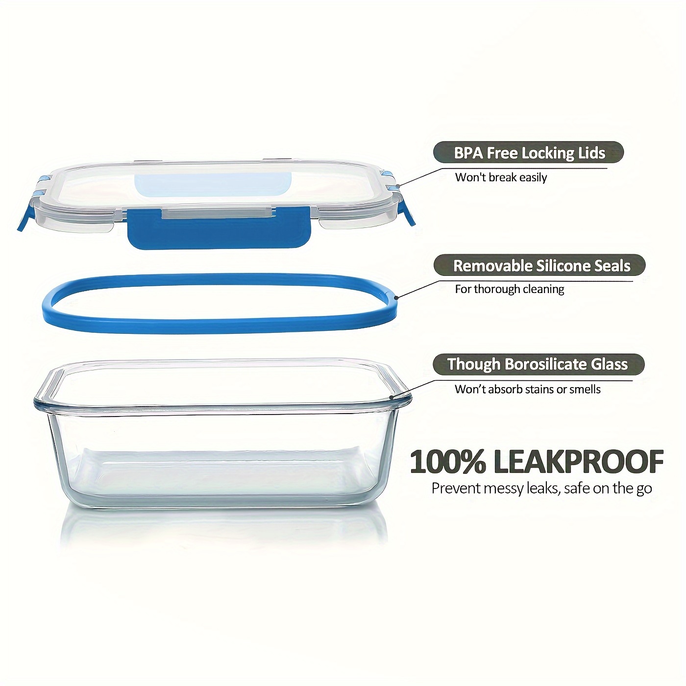 17pcs Glass Food Storage Conta - Meal Prep Glass Containers Oven Safe reseña y precio