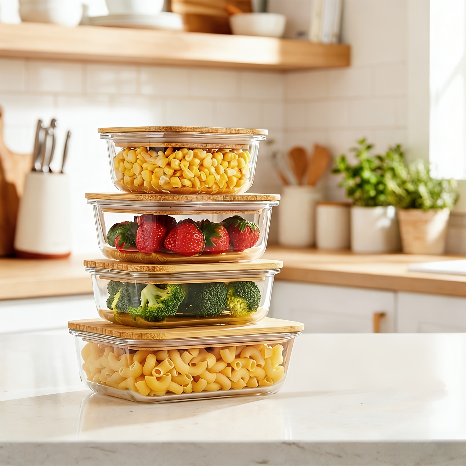 8pcs(4pcs Containers And 4pcs  - Meal Prep Glass Containers Oven Safe reseña y precio