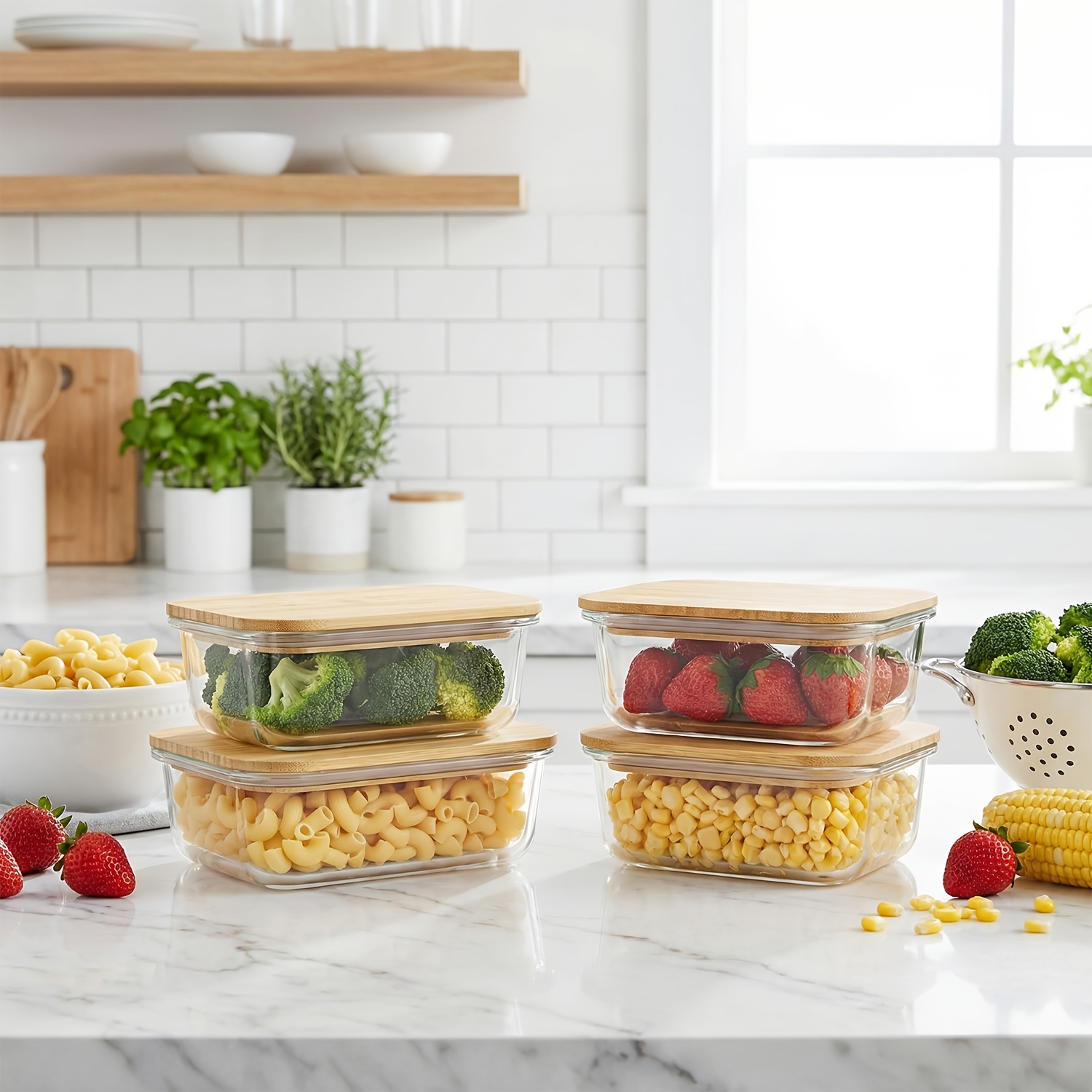8pcs(4pcs Containers And 4pcs  - Meal Prep Glass Containers Oven Safe reseña y precio