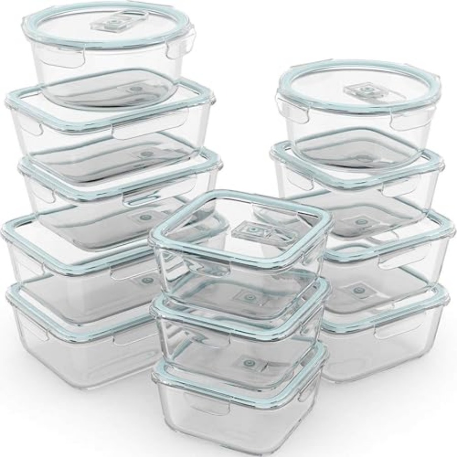 24 Pc Airtight Glass Food Stor - Meal Prep Glass Containers Oven Safe reseña y precio
