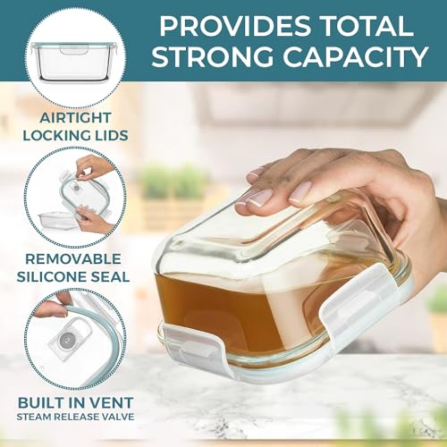 24 Pc Airtight Glass Food Stor - Meal Prep Glass Containers Oven Safe reseña y precio