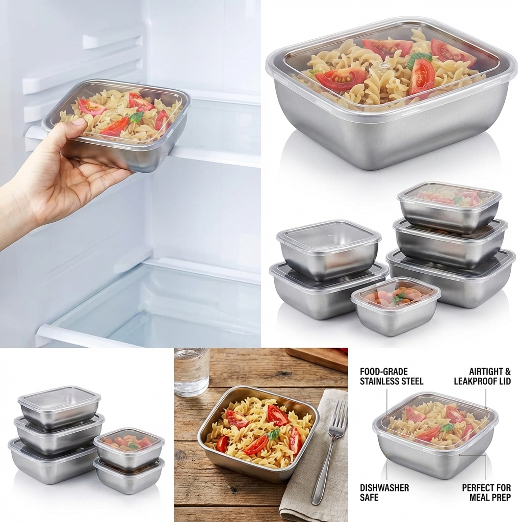 5PCS Stainless Steel Food Stor - Meal Prep Gym reseña y precio
