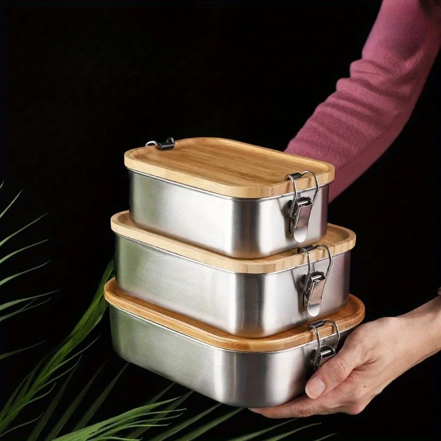 New 304 stainless steel bamboo - Stainless Bento Box reseña y precio