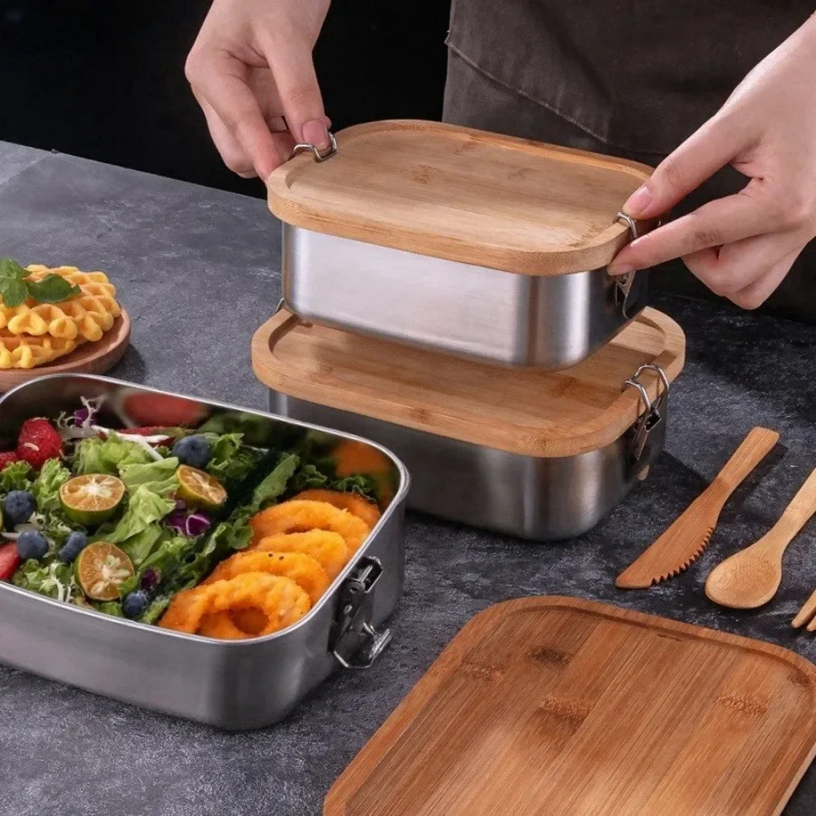 New 304 stainless steel bamboo - Stainless Bento Box reseña y precio