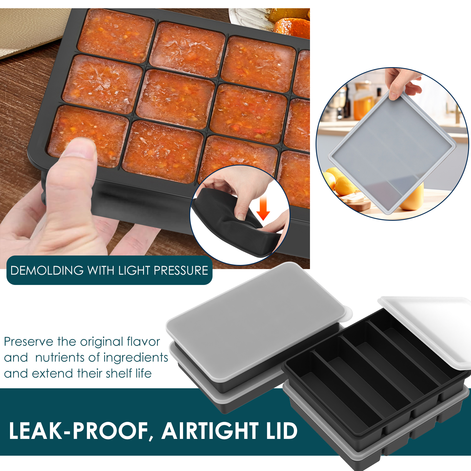 4 Pack Silicone Freezer Tray w - Meal Prep Chia Pudding reseña y precio
