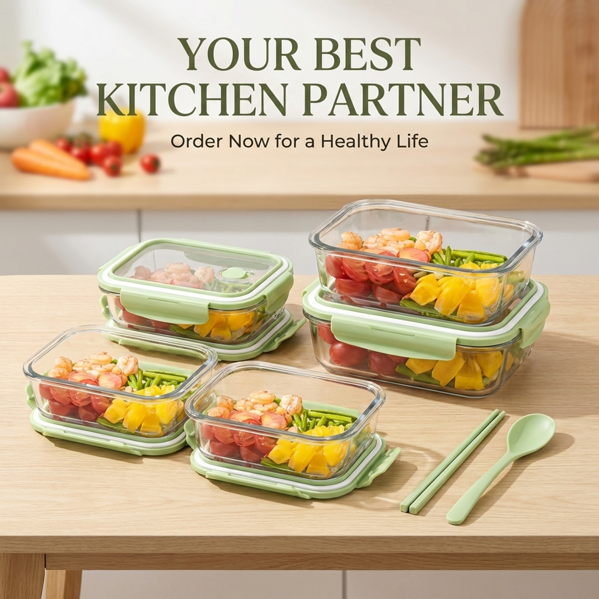 Matcha Green Glass Lunch Box S - Meal Prep No Microwave reseña y precio