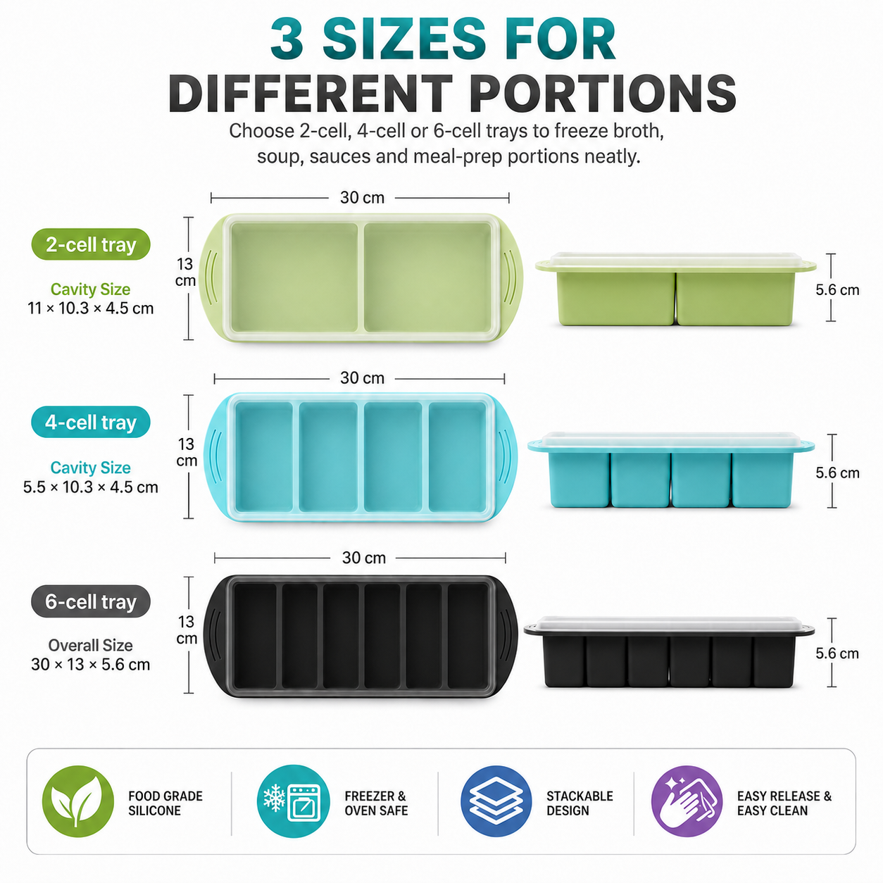 3 Pack Silicone Freezer Trays  - Meal Prep Chia Pudding reseña y precio