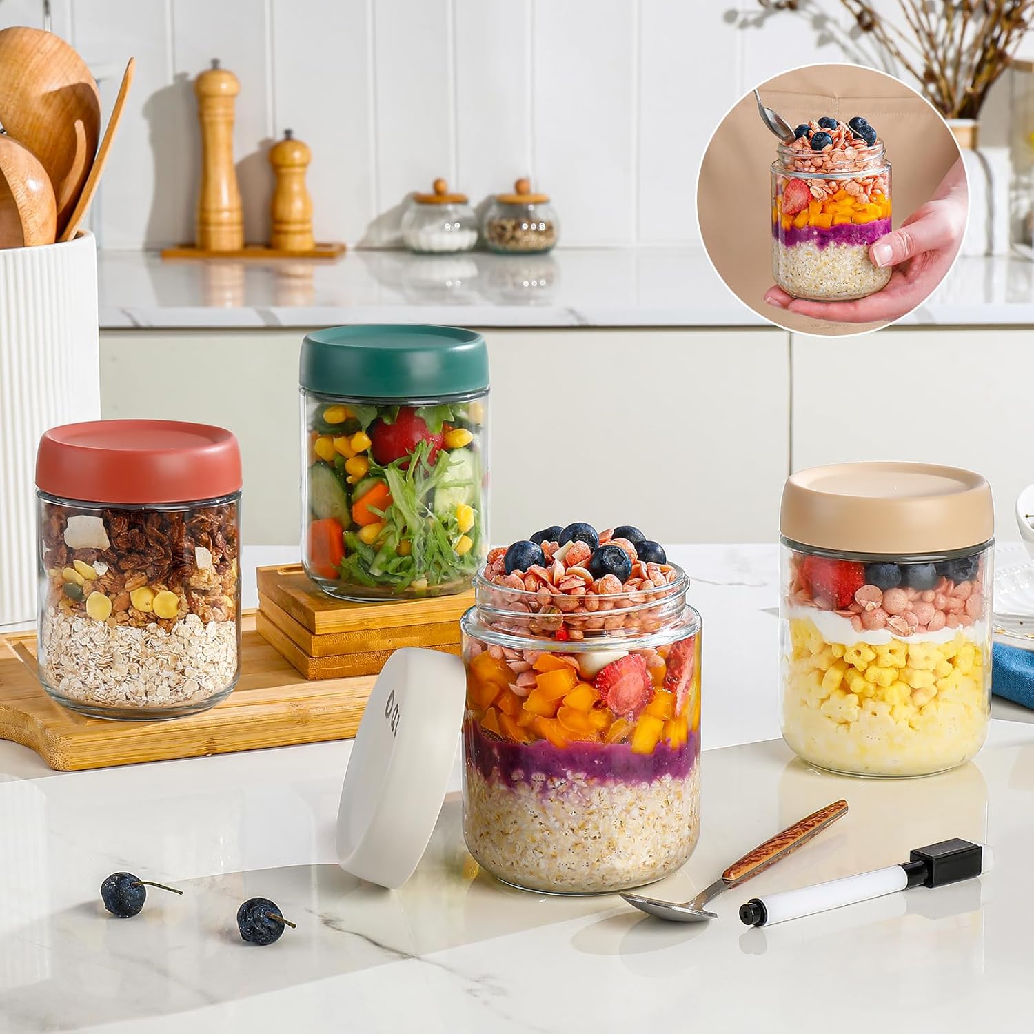 Glass Overnight Oats Container - Meal Prep Chia Pudding reseña y precio