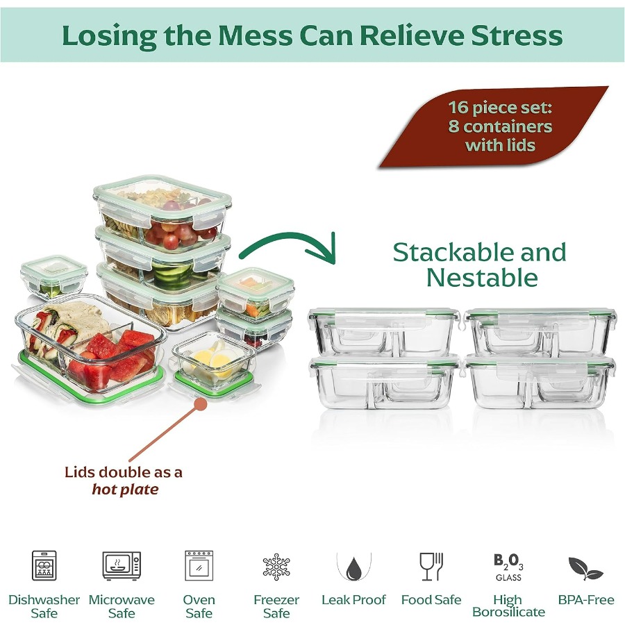 Glass Meal Prep Containers wit - Meal Prep Glass Containers Oven Safe reseña y precio