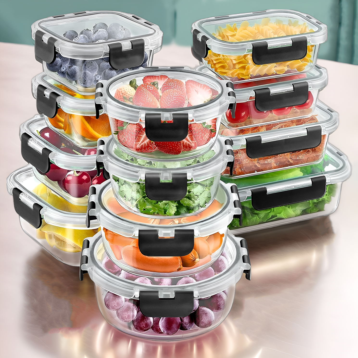 12pcs Glass Lunch Box Food Sto - Meal Prep No Microwave reseña y precio