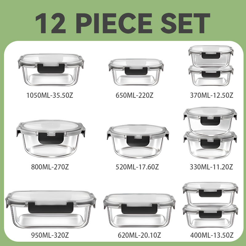 12pcs Glass Lunch Box Food Sto - Meal Prep No Microwave reseña y precio
