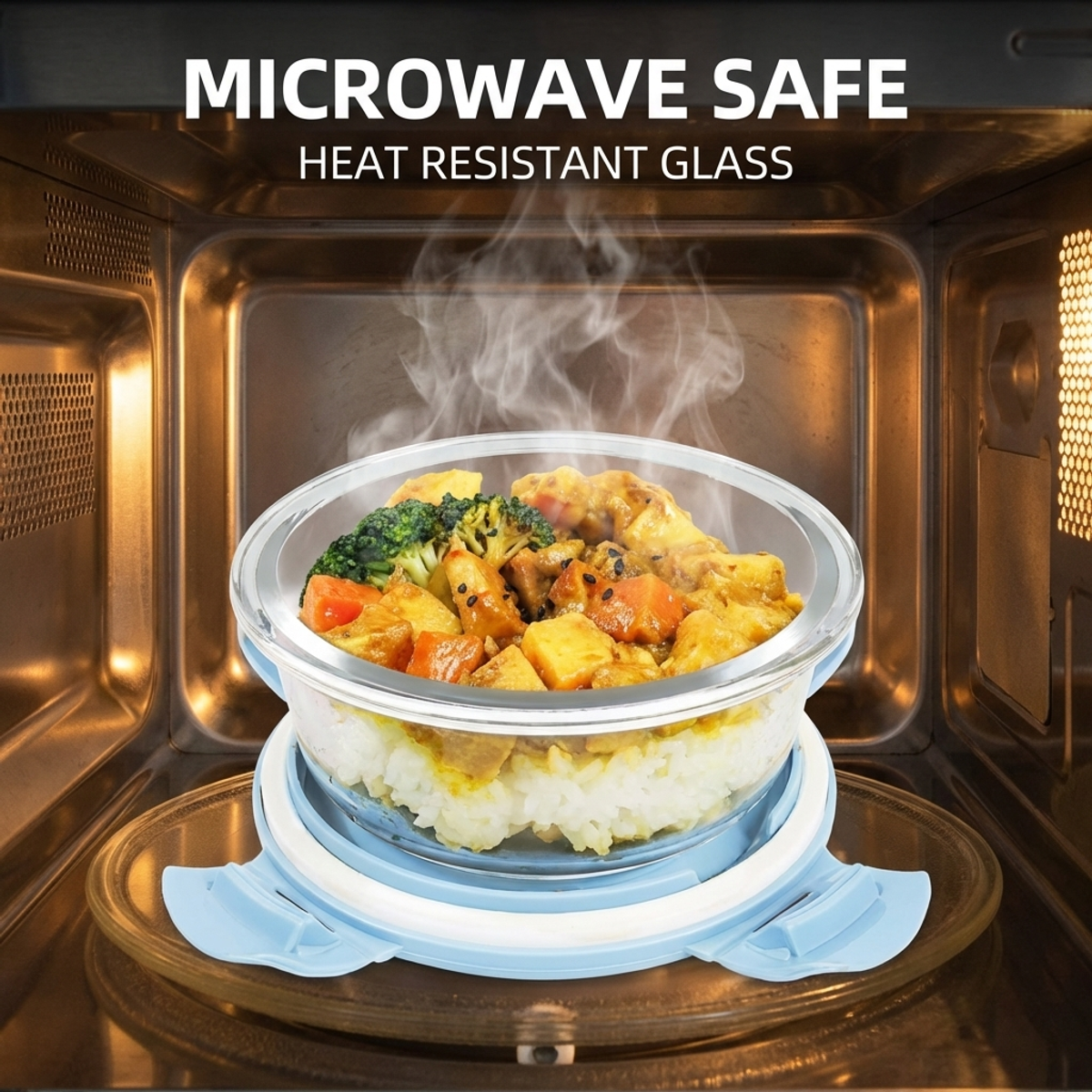 Microwave & Fridge Safe Blue G - Meal Prep Glass Containers Oven Safe reseña y precio