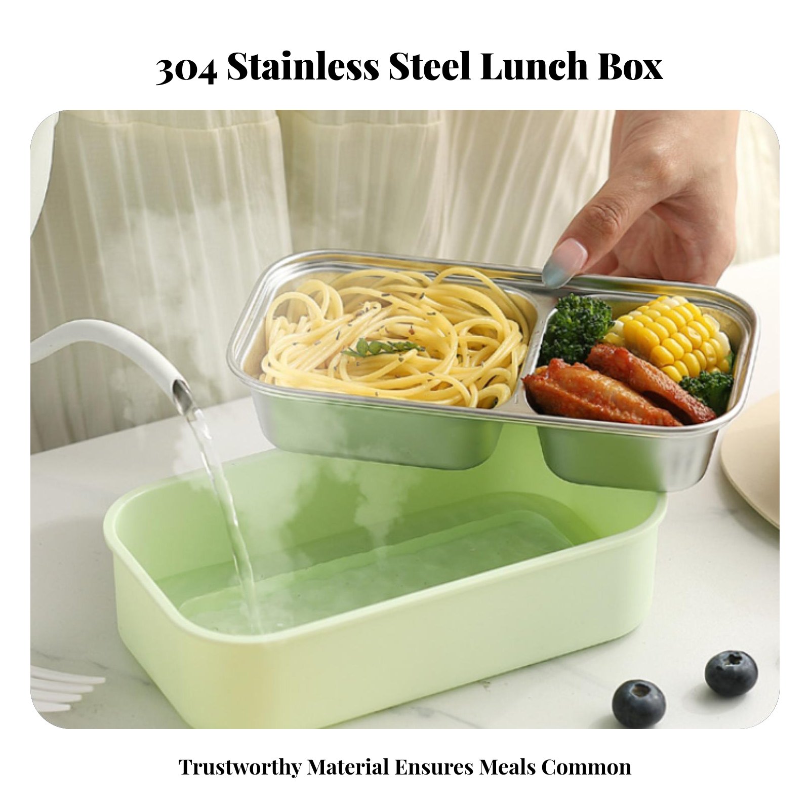 Portable Compartment Lunch Box - Stainless Bento Box reseña y precio