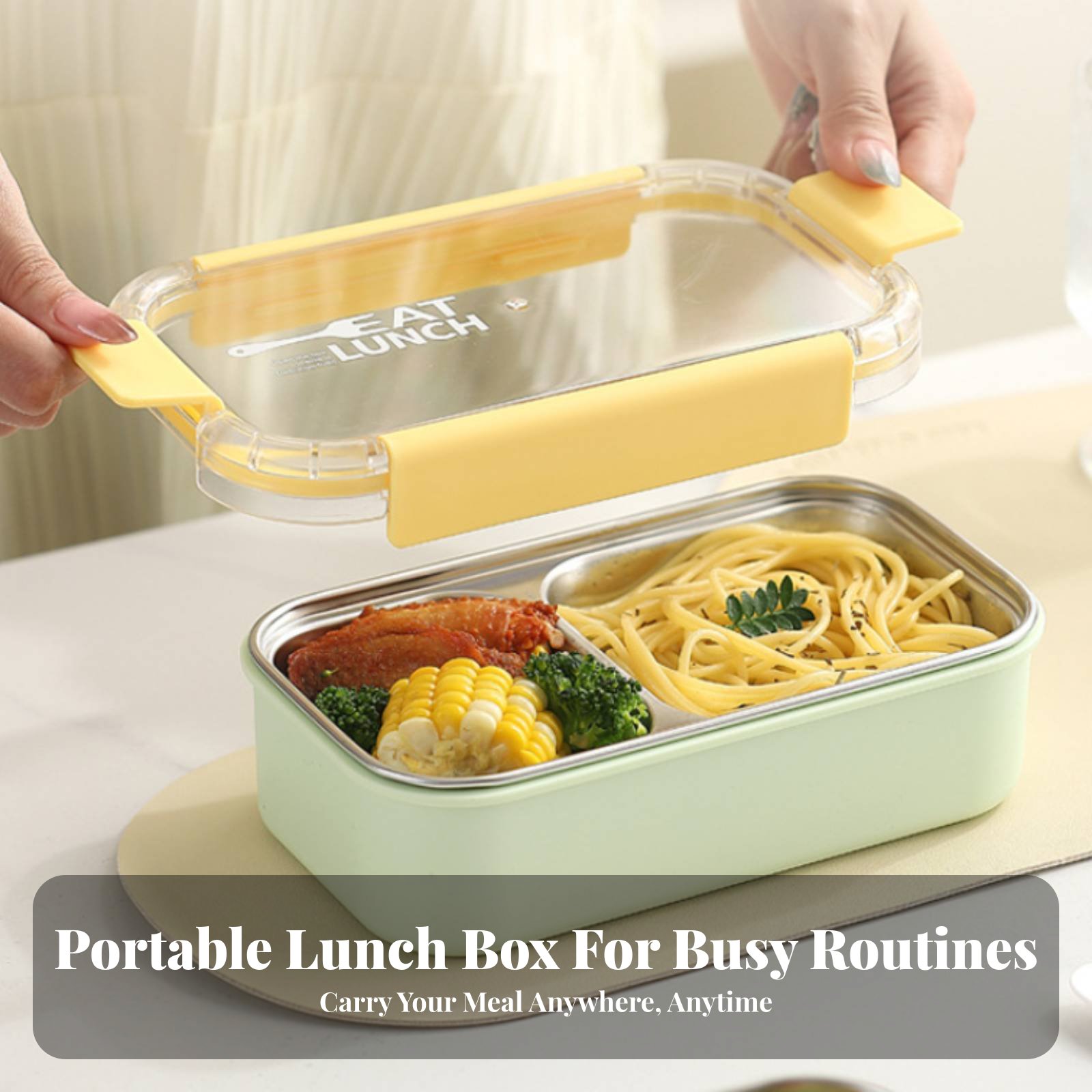 Portable Compartment Lunch Box - Stainless Bento Box reseña y precio