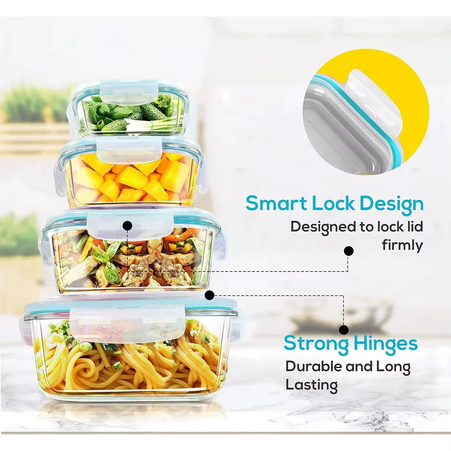 Glass Lunch Box Food Storage C - Meal Prep Glass Containers Oven Safe reseña y precio