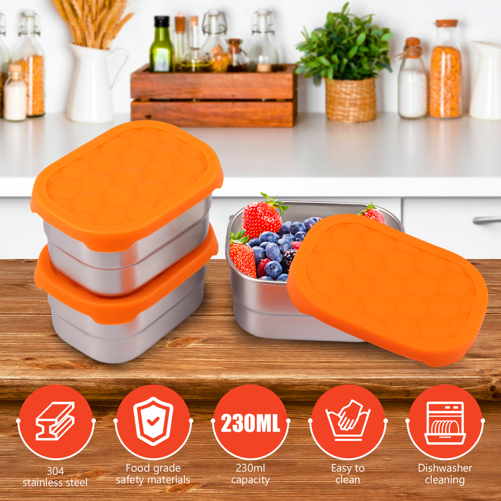 3Pcs Portable 304 Stainless St - Stainless Bento Box reseña y precio