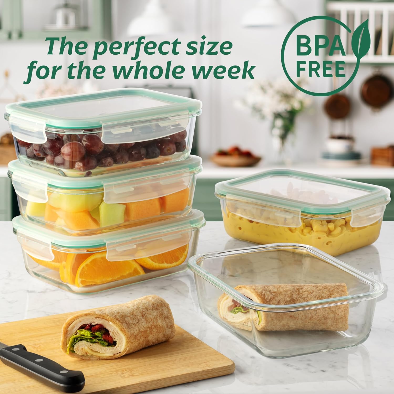8-Pack 35 oz Glass Food Contai - Meal Prep Glass Containers Oven Safe reseña y precio